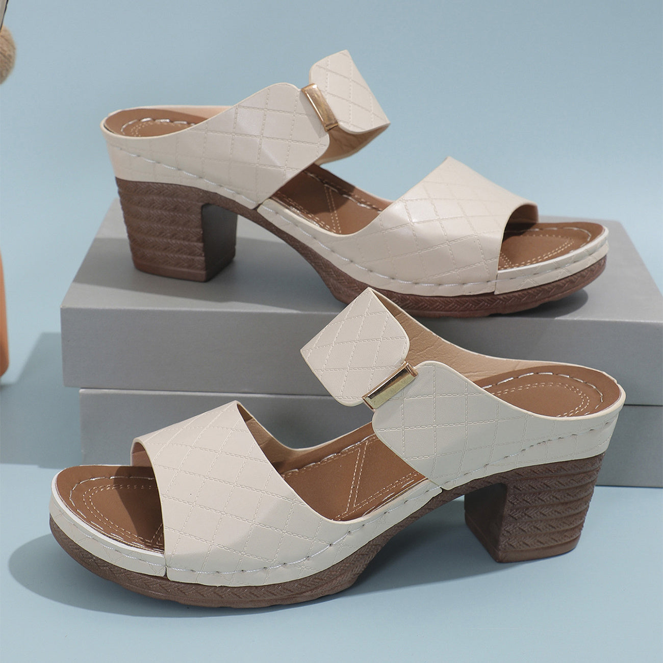 Sandales à talons hauts et bout rond pour femme