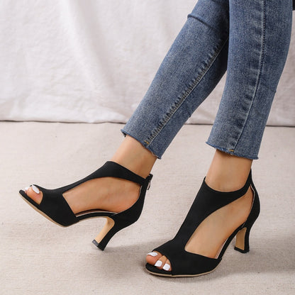 Sandales à talons hauts zippées en forme de bec de poisson pour femmes