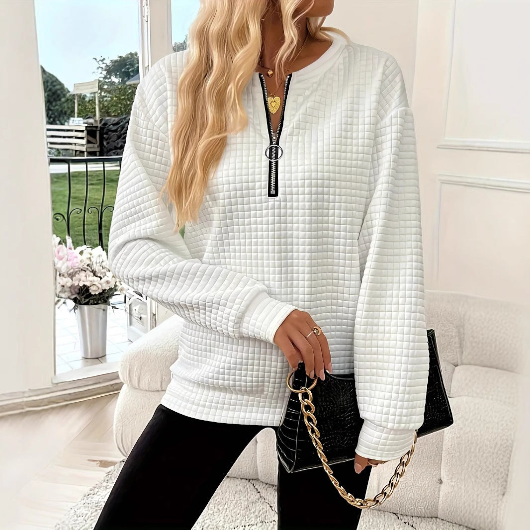 Pull Zippé Col Rond Manches Courtes