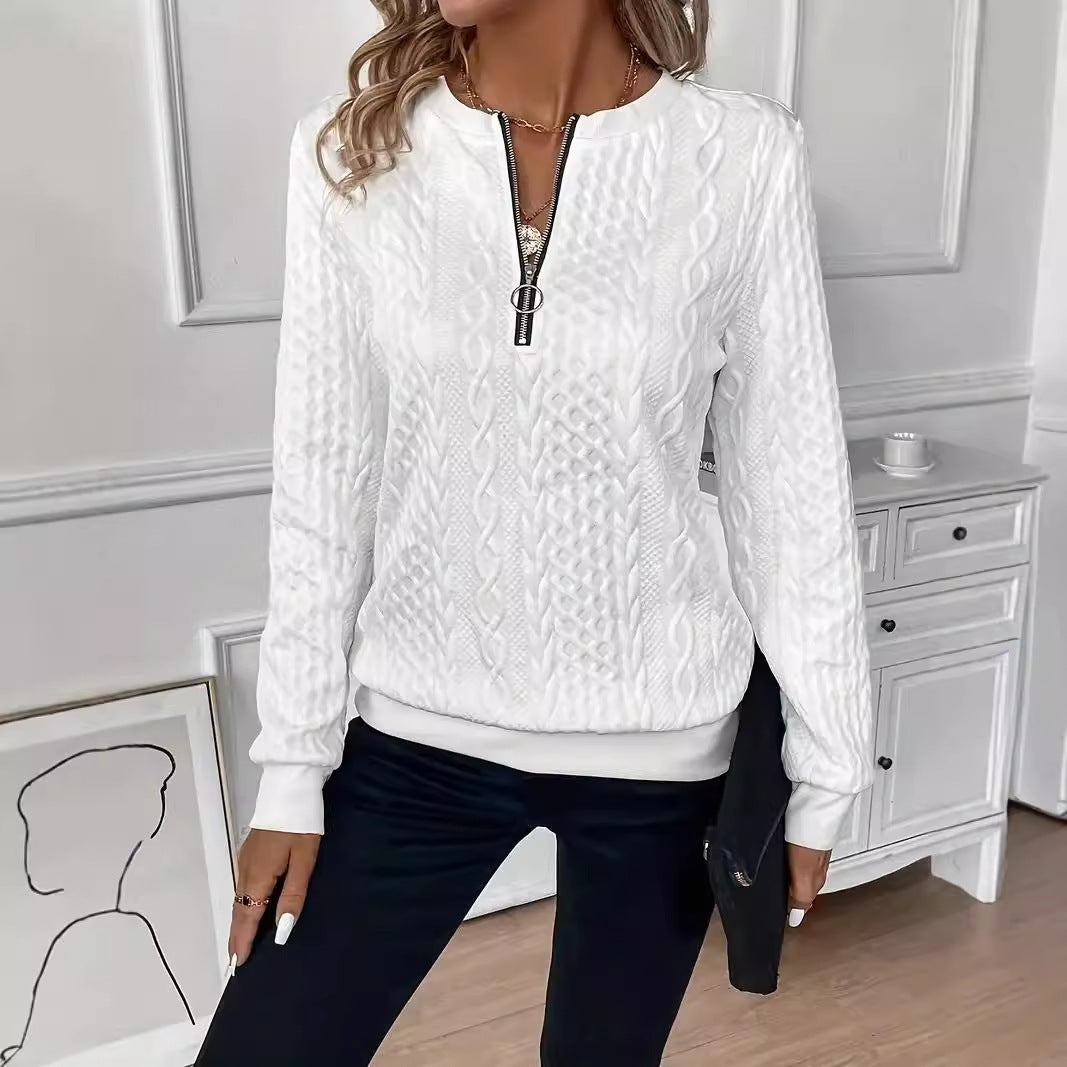 Pull Zippé Col Rond Manches Courtes